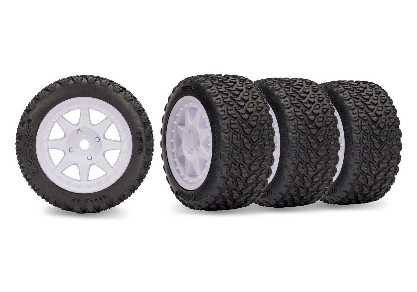 White Mini Rally Wheels with Rally Tires (4)
