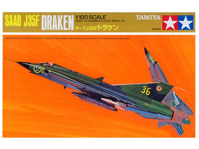 Tamiya SAAB J35F DRAKEN Model Airplane Kit, 1:100 Scale