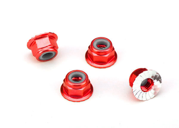 4 mm Red Aluminum Lock Nuts (4)