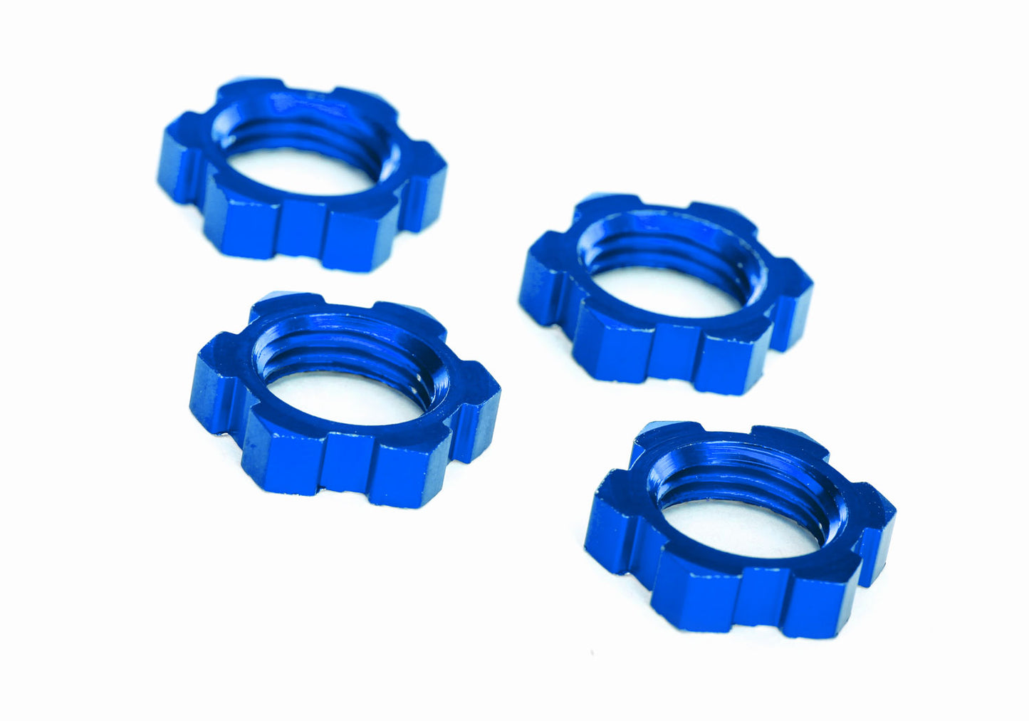 Serrated 17 mm Blue Aluminum Splined Wheel Nuts (4)
