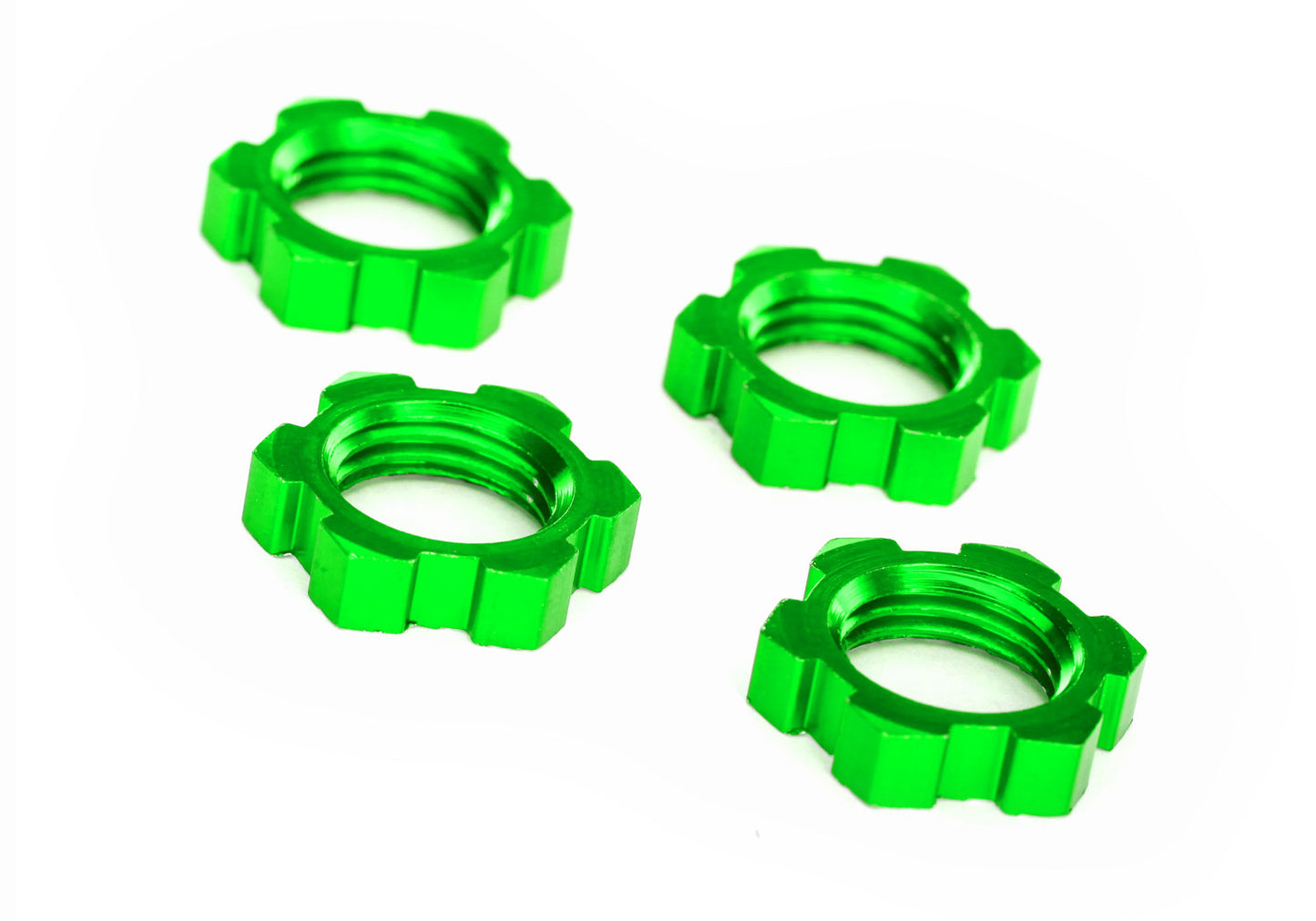 Serrated 17 mm Green Aluminum Splined Wheel Nuts (4)