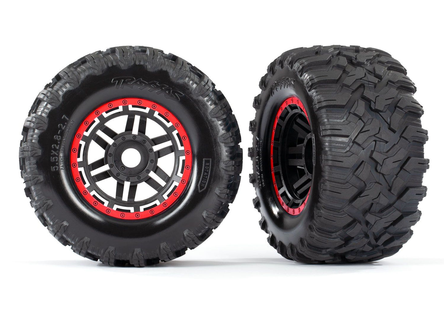 Maxx 2.8" Black & Red Wheels & Maxx MT Tires (2)