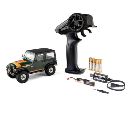 1/30 SCX30 Jeep CJ-7 Renegade 4X4 RTR Brushed Rock Crawler (Battery & Charger Included), Green
