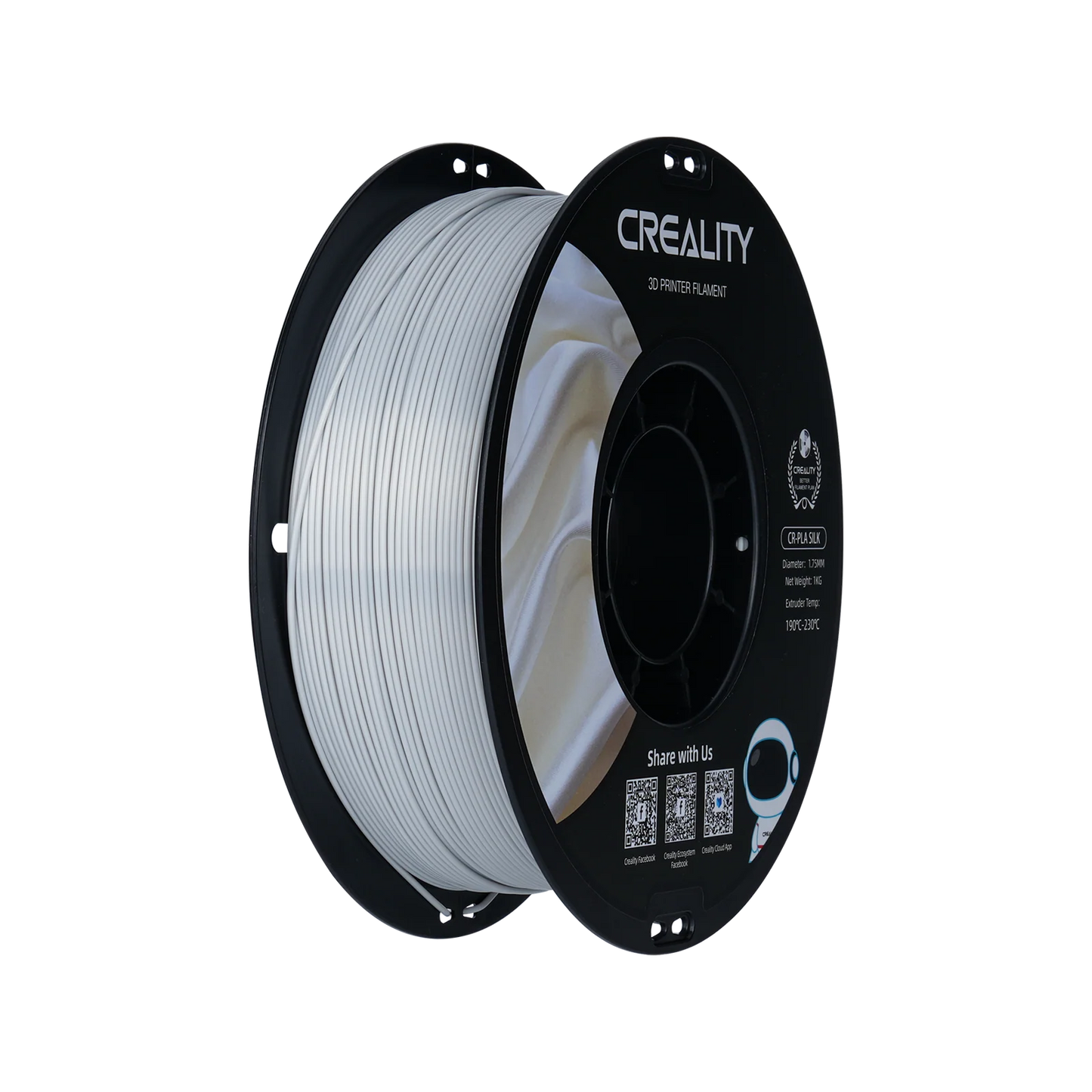 CR-Silk 1.75mm PLA 3D Printing Filament 1kg, SILVER