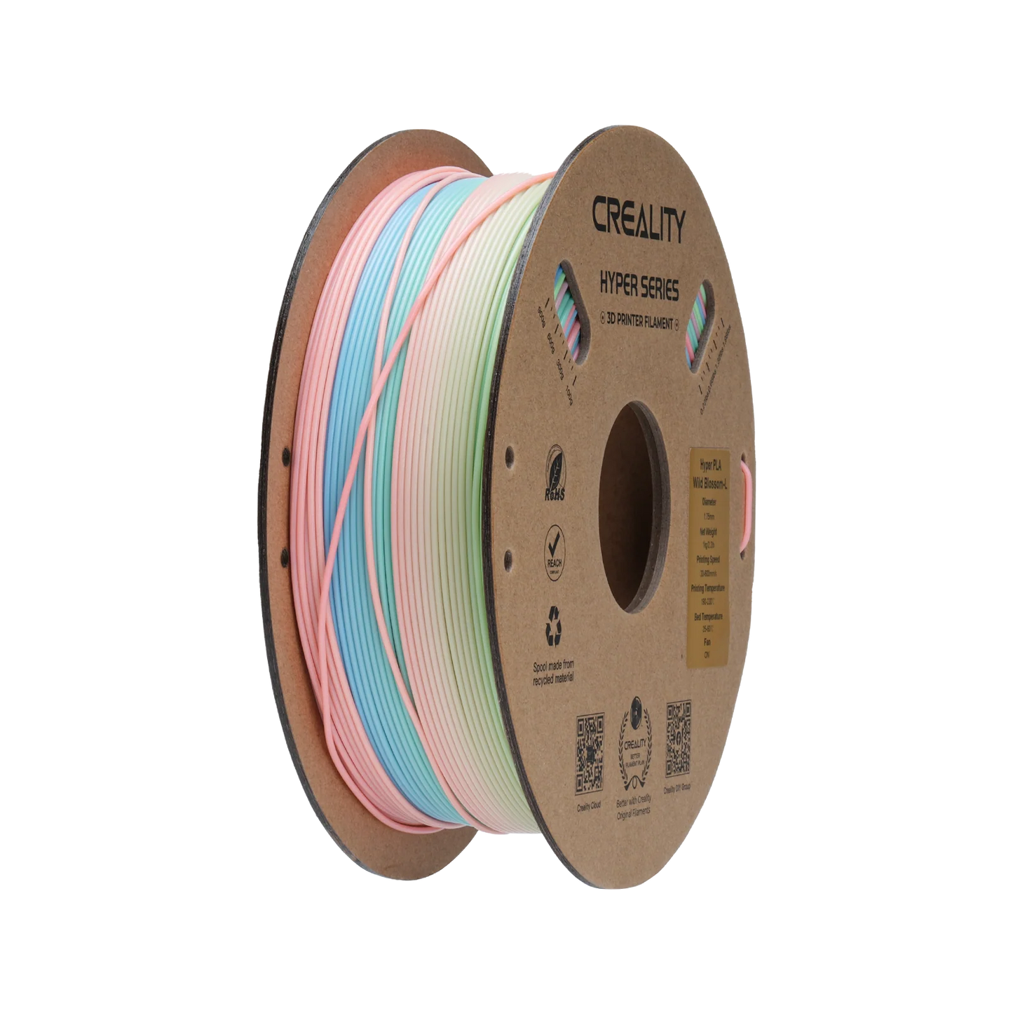 Hyper Rainbow PLA 3D Printing Filament 1kg, WILD BLOSSOM LONG