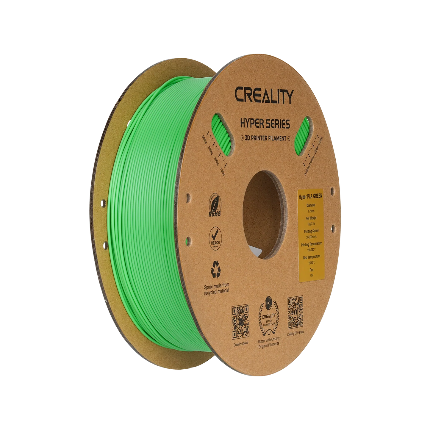 Hyper Series PLA 3D Printing Filament 1kg, GREEN