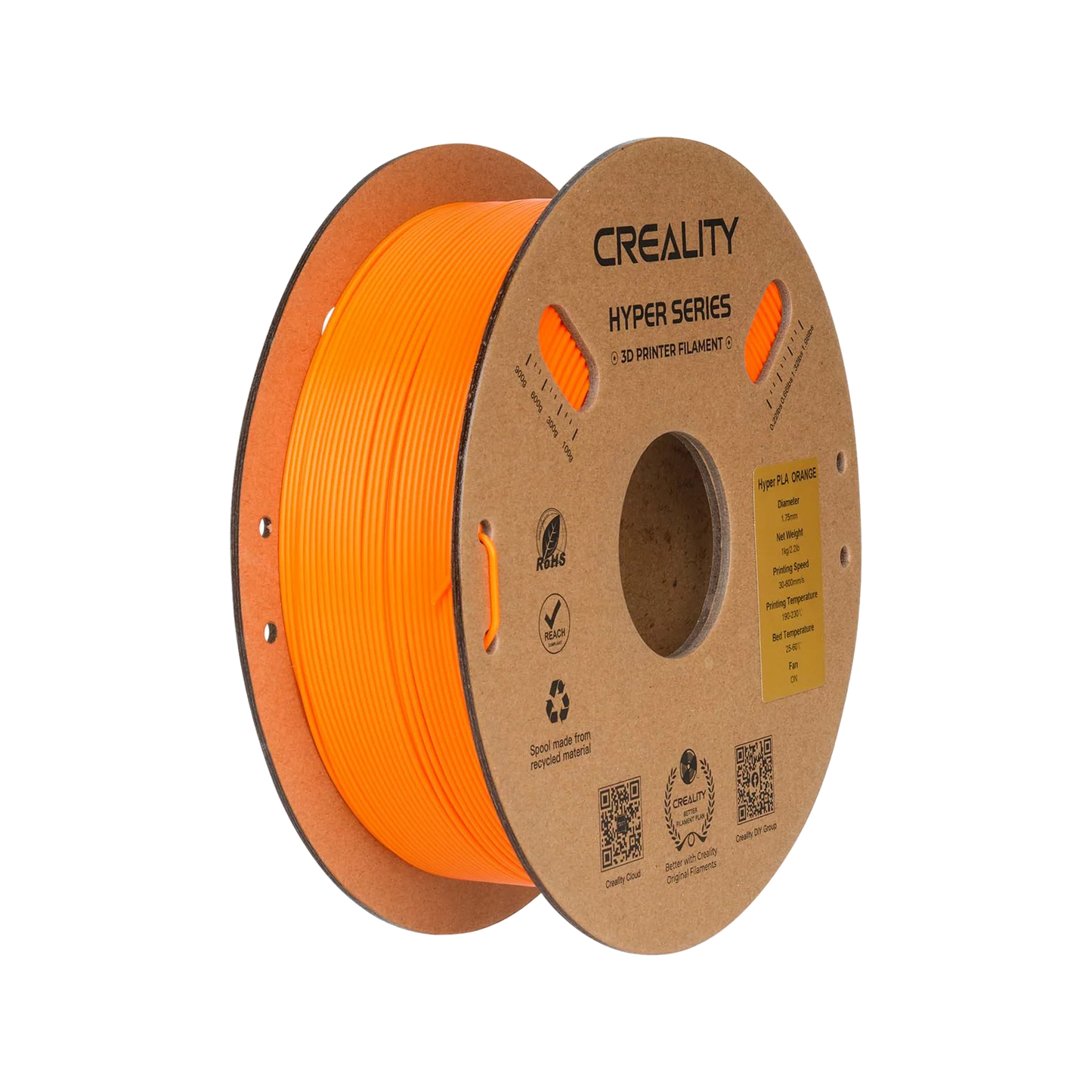 Hyper Series PLA 3D Printing Filament 1kg, ORANGE