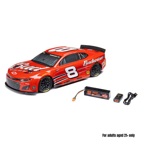 1/12 NASCAR RC Race Car Dale Earnhardt Jr. No. 8 Budweiser Chevrolet ZL1 2S AWD RTR Brushed On-Road (Battery & Charger Included), Red