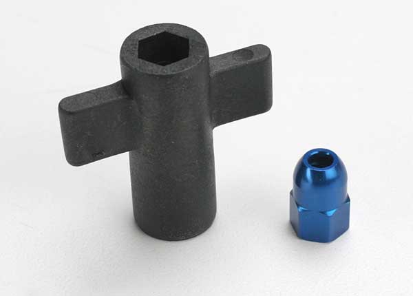 Blue Aluminum Antenna Crimp Nut with Wrench