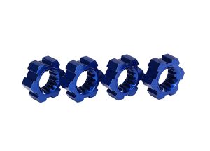 24 mm Blue Aluminum Splined Hex Wheel Hubs (4)