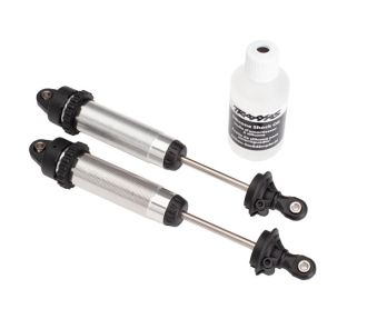 Shocks, GTR, 134mm, silver aluminum (fully assembled w/o springs) (front, threaded) (2)