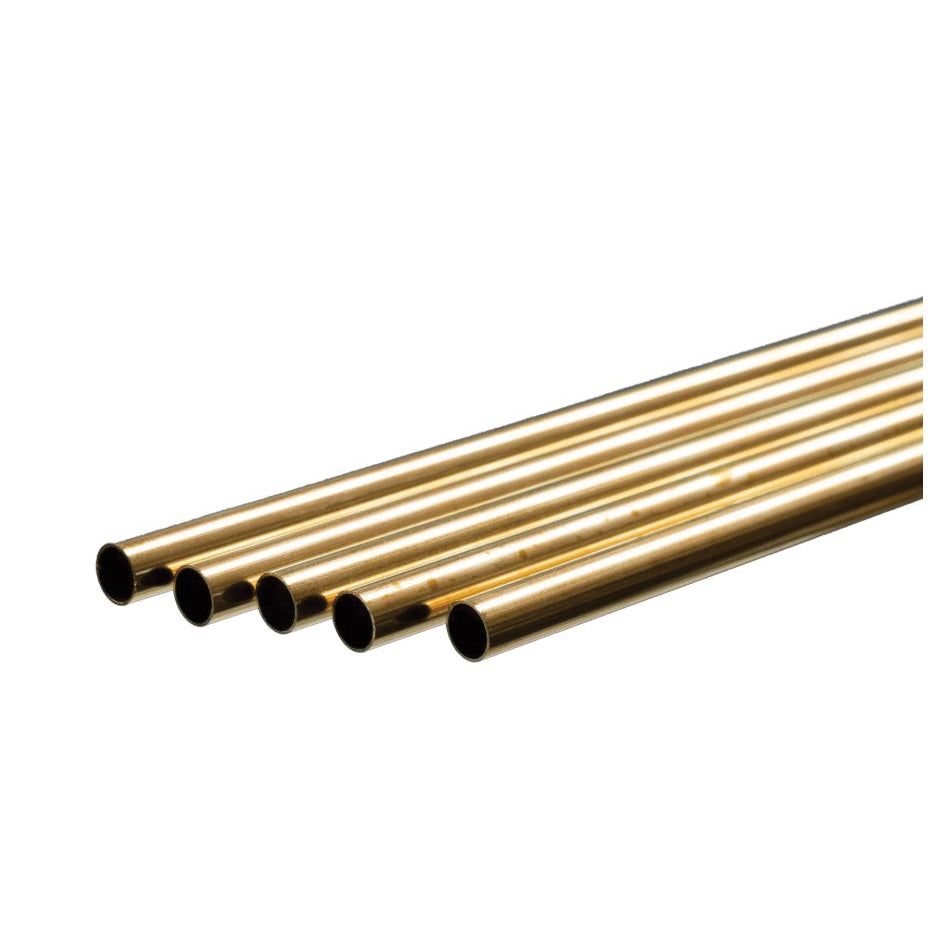 K & S 1150 Decorative Tube, Round, 36 in L, 9/32 in Dia, 0.014 in Wall, Brass