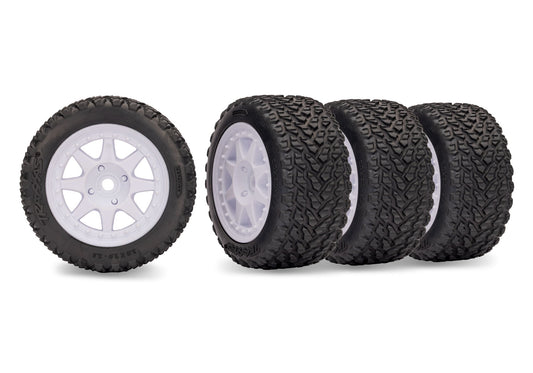 White Mini Rally Wheels with Rally Tires (4)