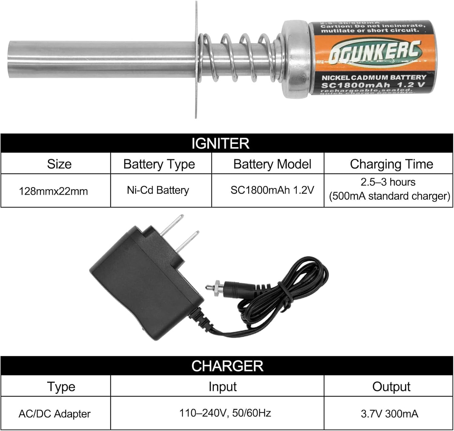 OGRC Nitro Glow Plug Igniter Starter Tools with Battery Charger