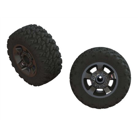 MT Front/Rear 2.8 Pre-Mounted Tires, ST, 14mm Hex, Black Chrome (2)