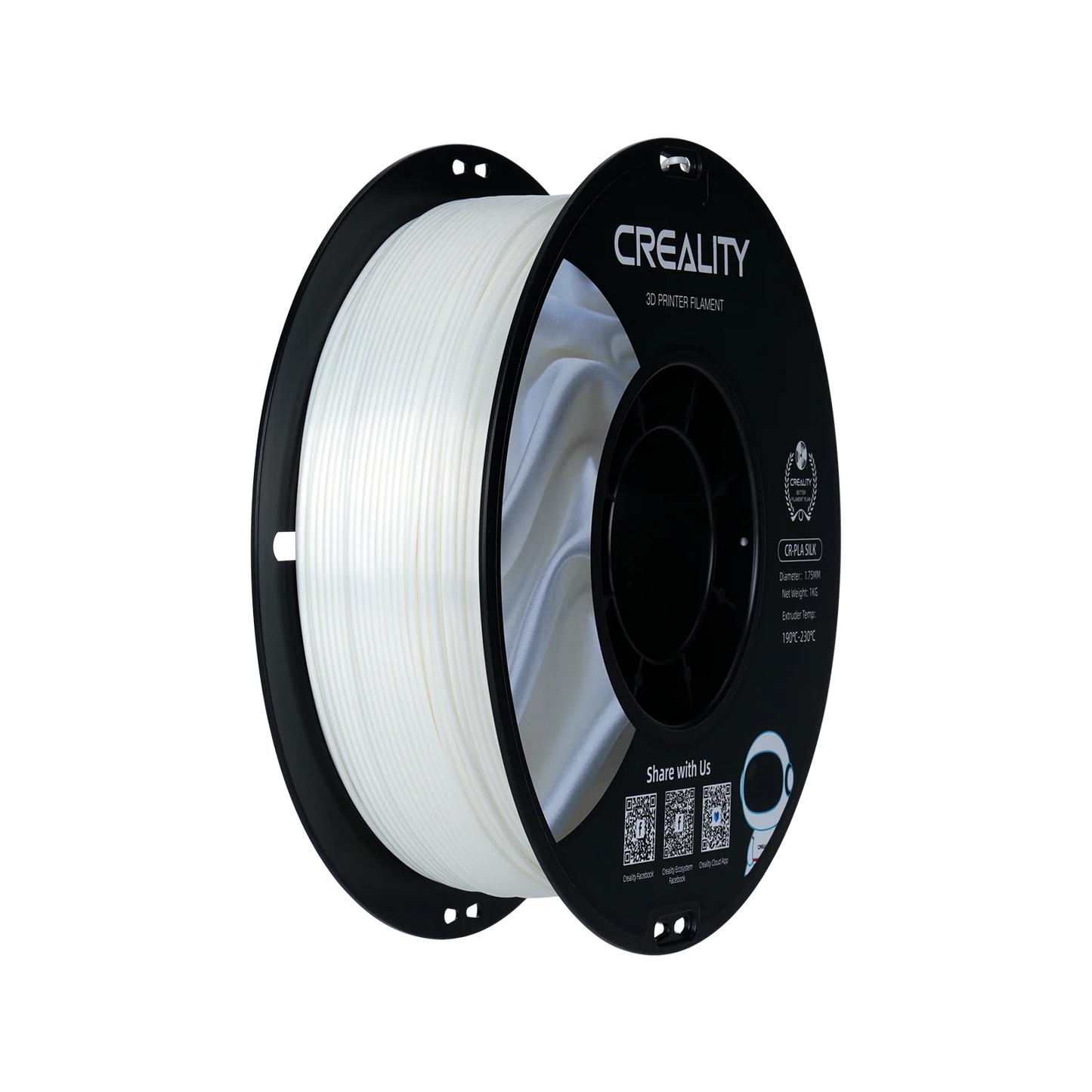 CR-Silk 1.75mm PLA 3D Printing Filament 1kg, WHITE
