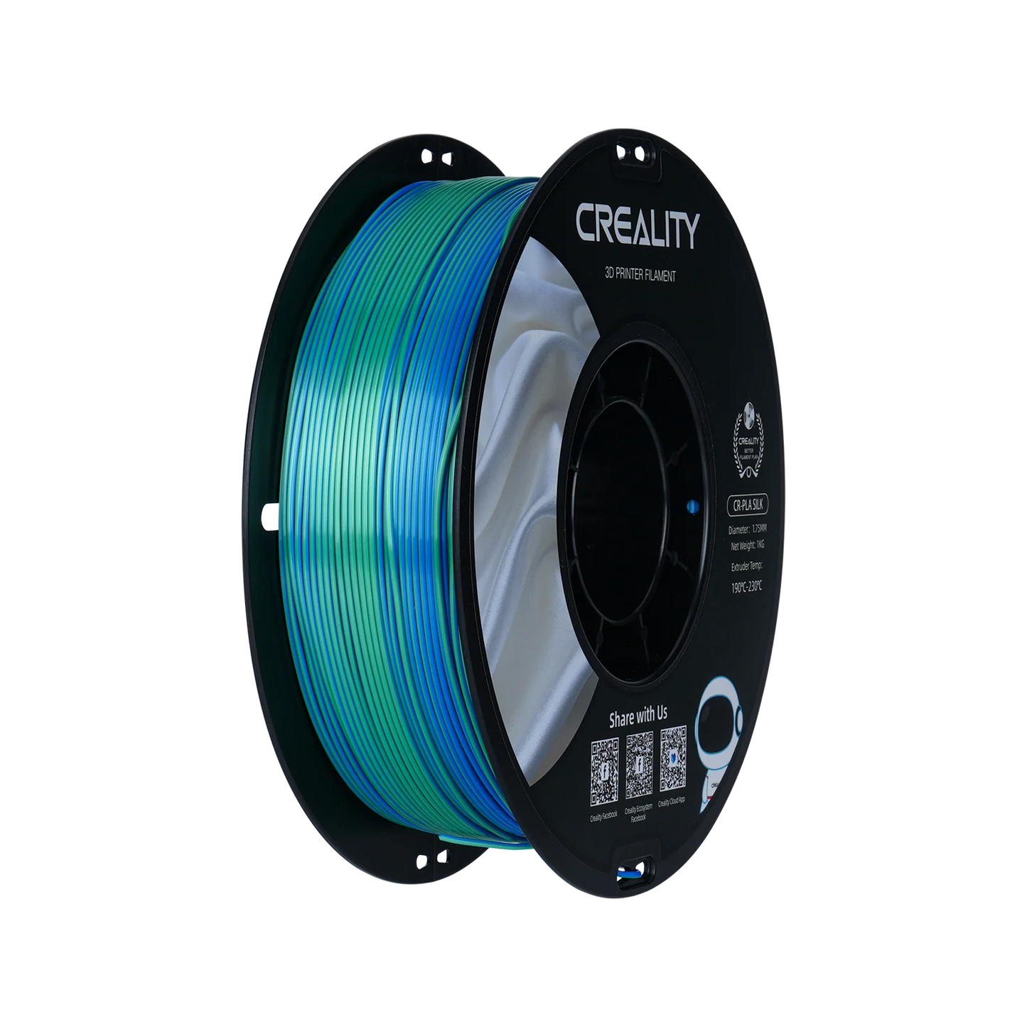 CR-Silk 1.75mm PLA 3D Printing Filament 1kg, BLUE-GREEN