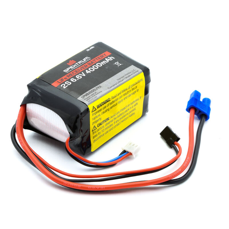 In Stock  6.6V 4000mAh 2S LiFe Receiver Battery: Universal Receiver, EC3