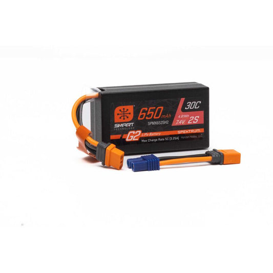 650mAh 2S 7.4V Smart G2 30C LiPo; IC2
