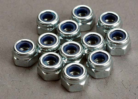 3 mm Flanged Nylon Chrome Locking Nuts (12)