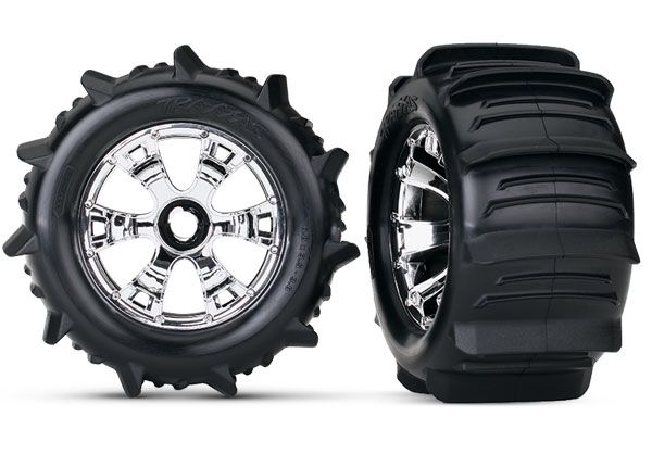 Geode 3.8" Chrome Wheels & Paddle Tires (2)