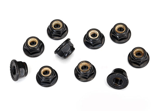 Black 4 mm Flanged Nylon Locking Nuts (10)