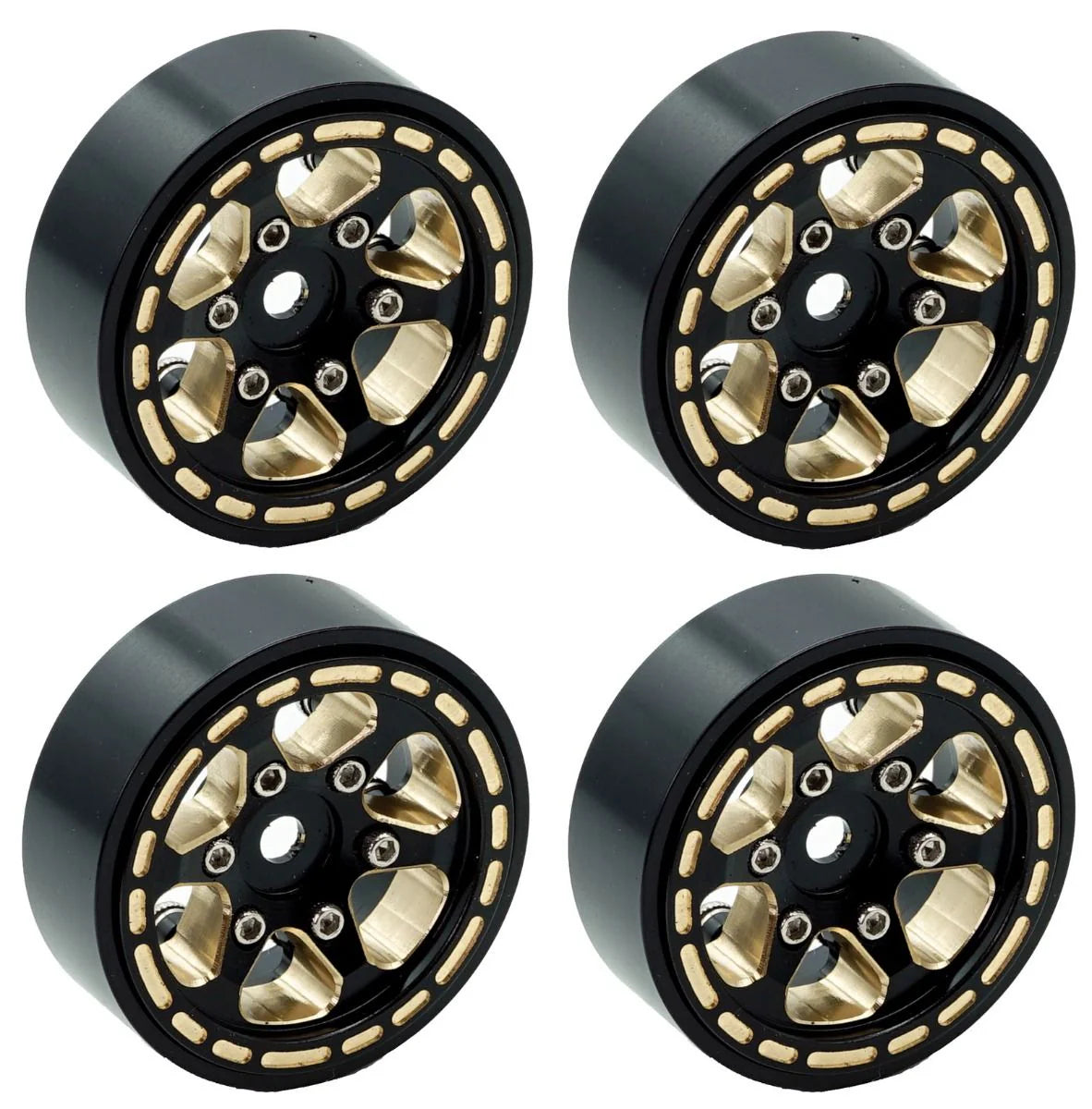 Powerhobby 1.0" Black Brass Beadlock Crawler Wheels 1/24 FOR Traxxas TRX-4M