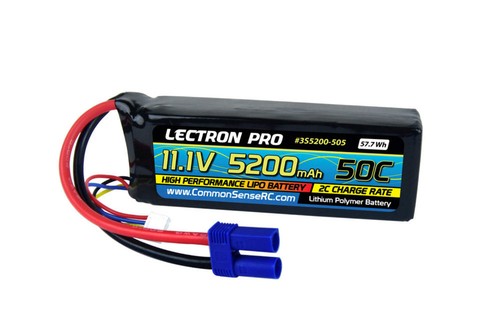 Lectron Pro 3S 11.1V 5200mAh 50C Lipo Battery with EC5 Connector